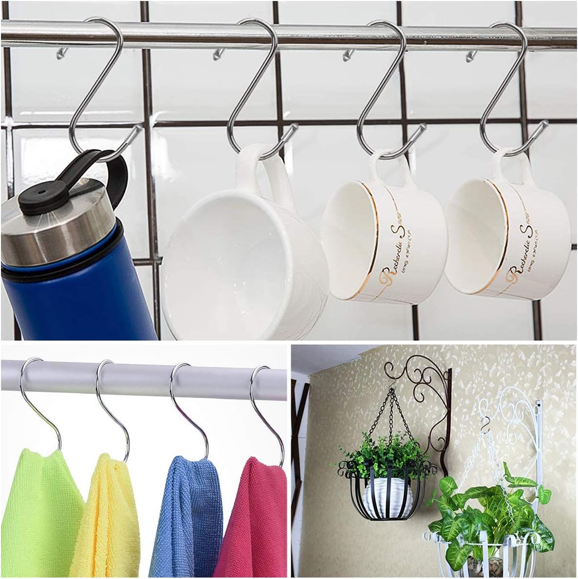 18 Pack S Shaped Heavy Duty Hooks for Kitchen Bathroom Garage Bedroom Garden
