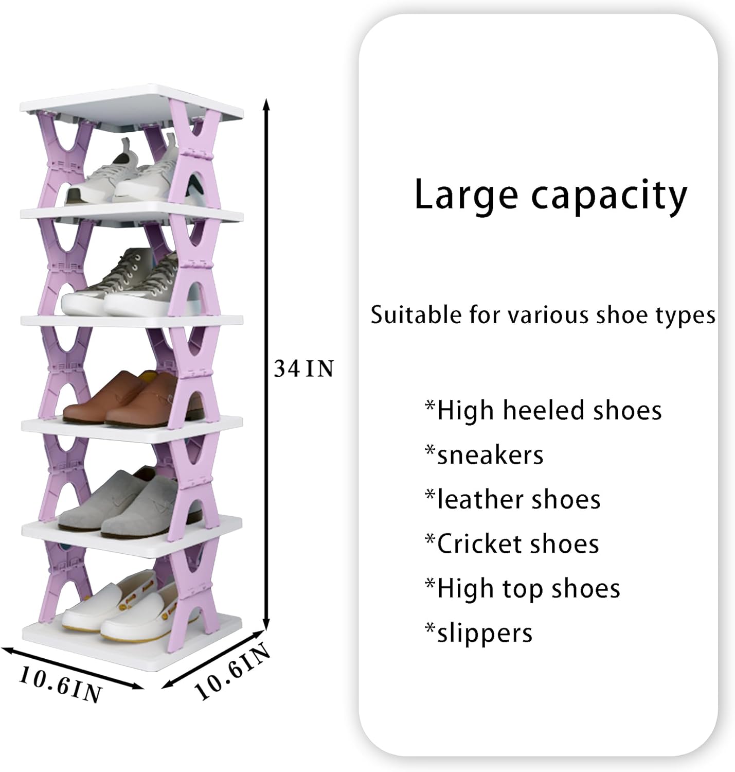 Collapsible Shoe Rack Organizer 6 Tiers Space Saving