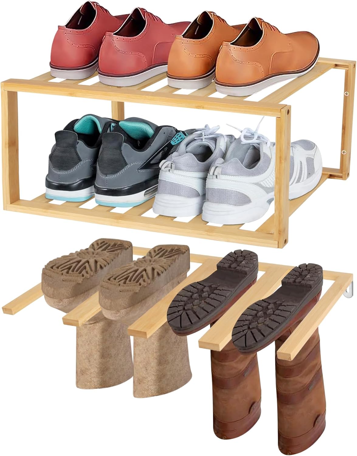 JAYOBGO 3-Tier Floating Boot Holder Wall Mounted Shoe Rack
