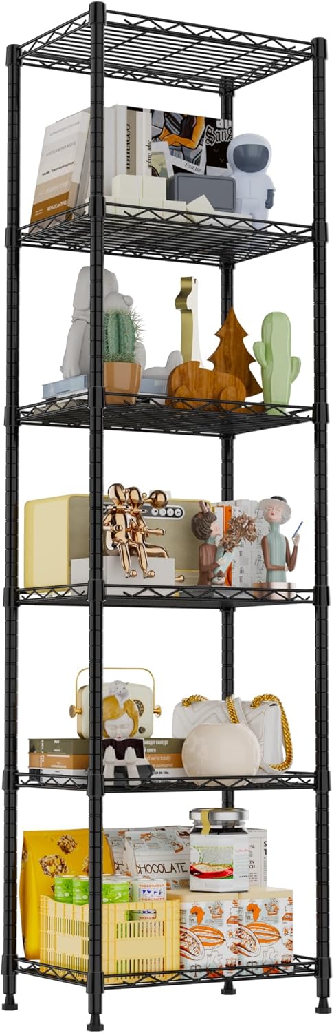 REGILLER 6-Way Adjustable Steel Shelving Unit Black