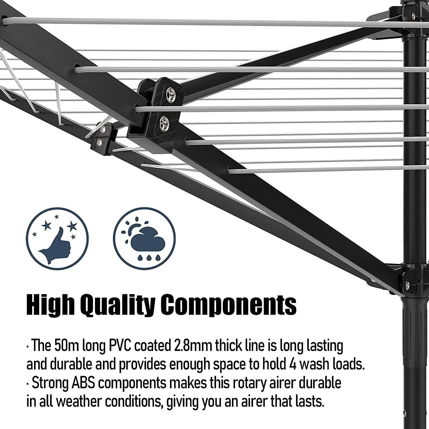 Nisorpa Outdoor Umbrella Drying Rack with 165 Feet Clothesline