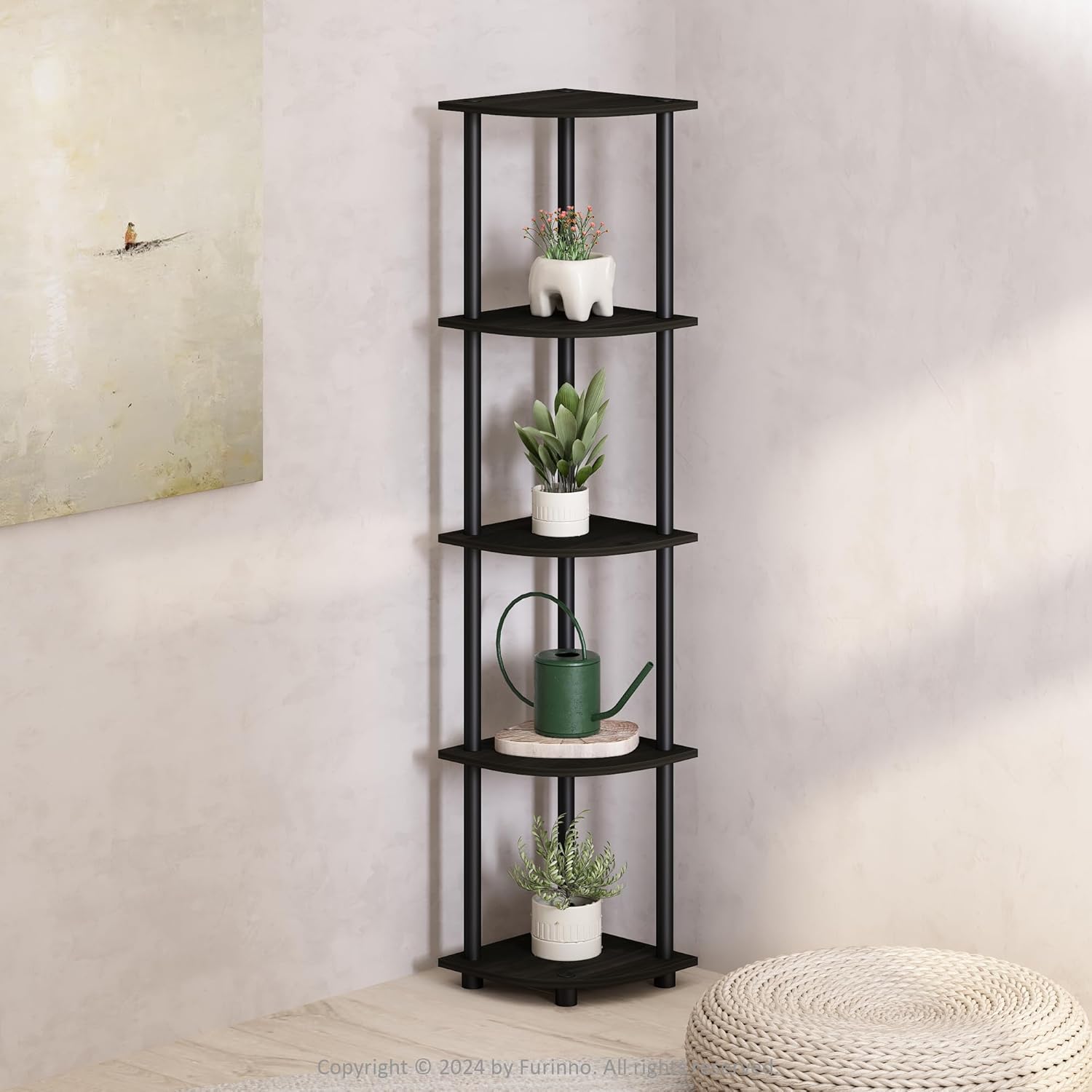 Furinno Turn-N-Tube 5 Tier Corner Display Rack in Black