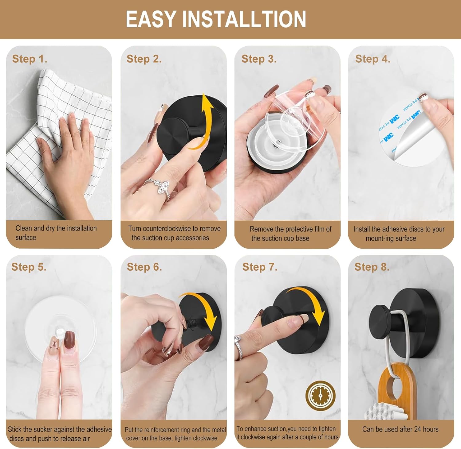 ZESLMG Suction Cup Hooks for Glass Wall 2 Pack