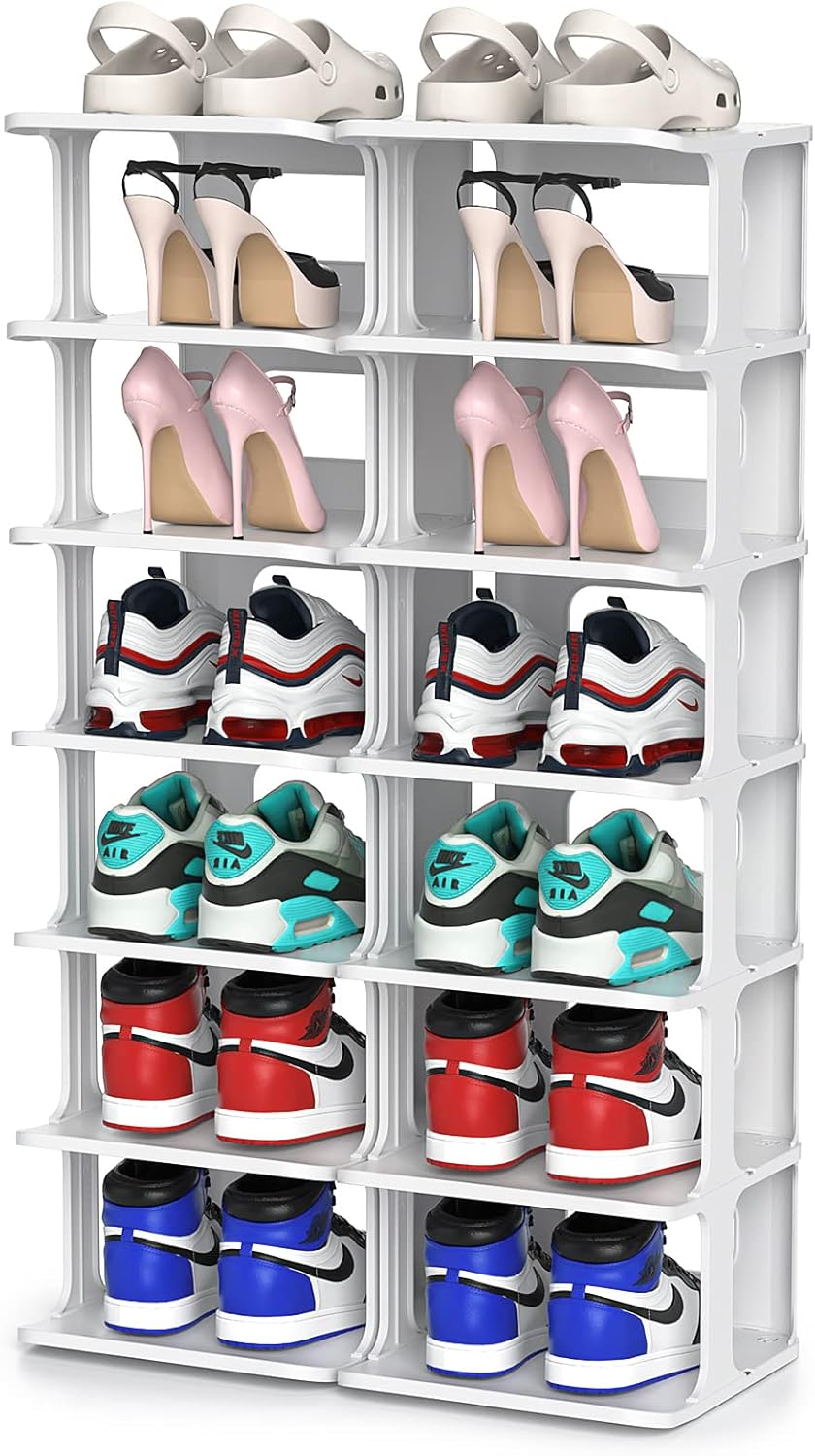 ZOINLIY Stackable Shoe Organizer for Small Spaces Grey Free Standing Rack