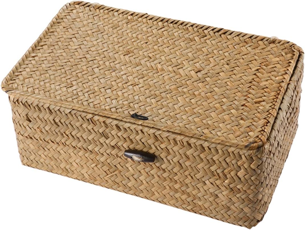 IMIKEYA Woven Storage Box with Lid for Home Office