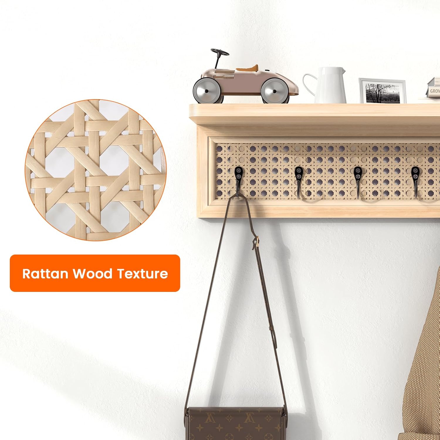 Homode Wall Mount Coat Rack with Shelf and Hooks 1