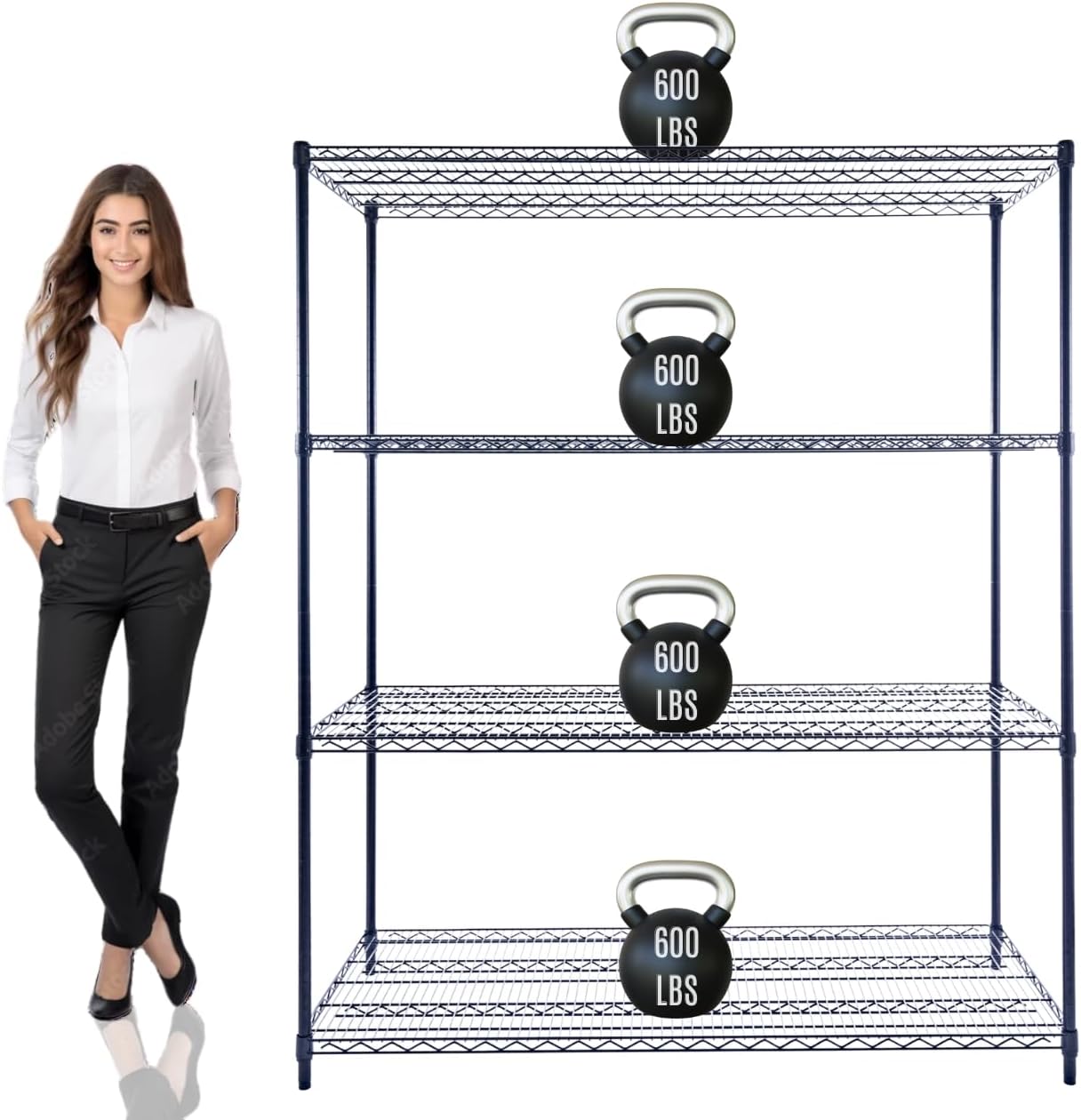 Stimulate Living 4-Tier Black Heavy Duty Wire Shelving Unit