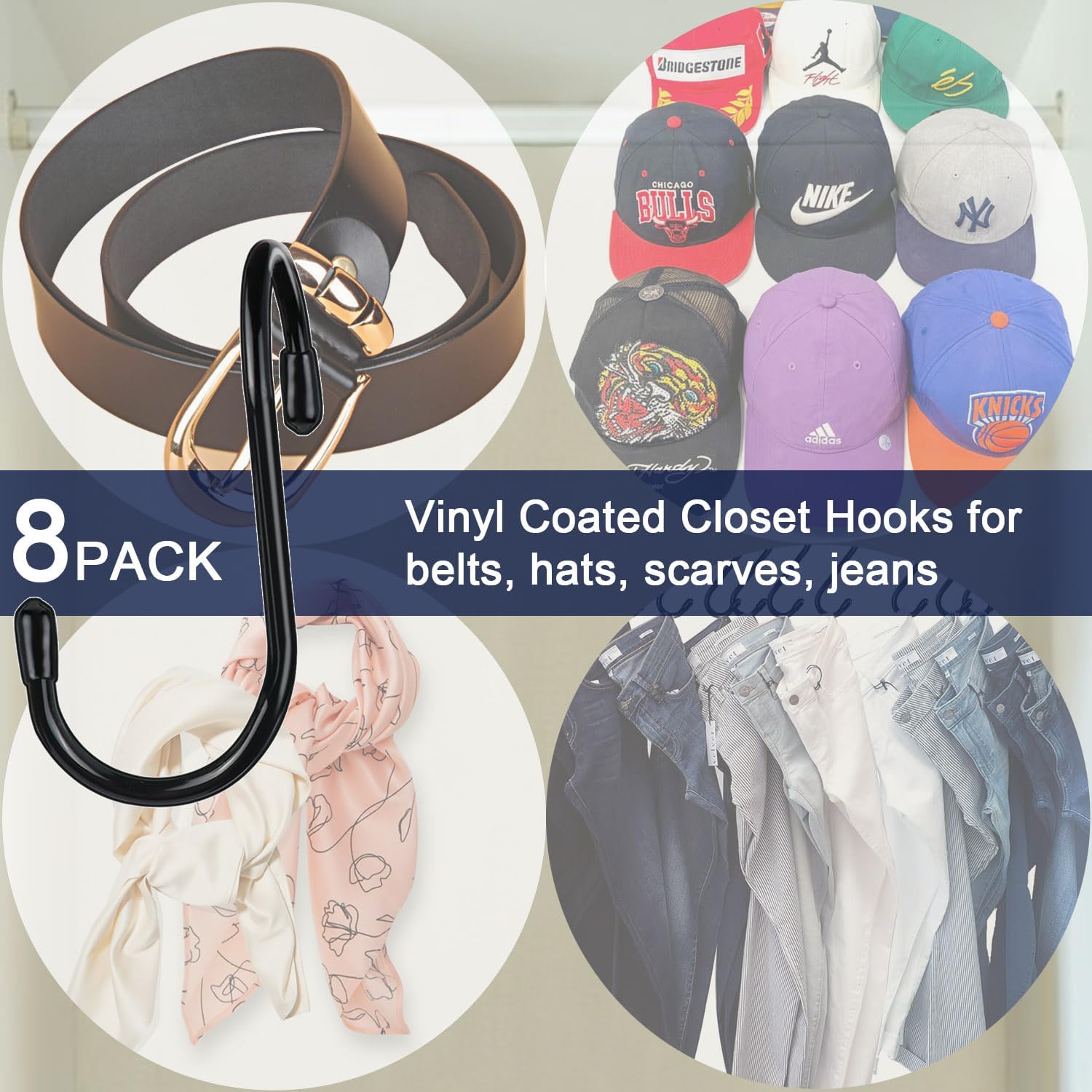 HiGift 8 Pack Black Purse Hangers with Twist Design