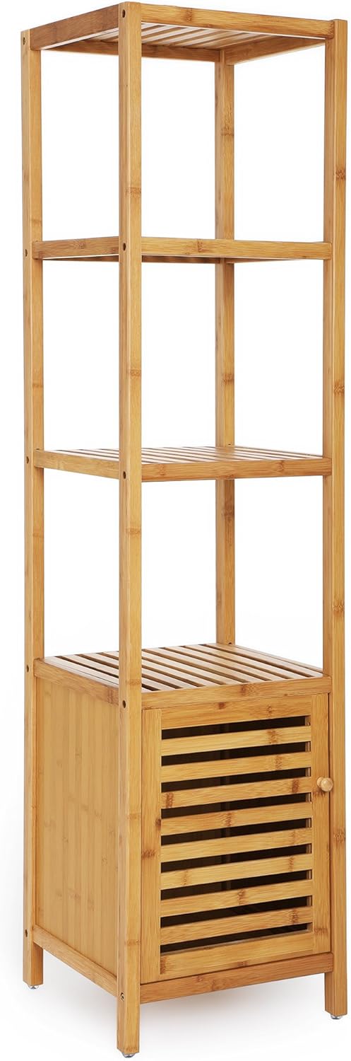 SONGMICS Bamboo Floor Cabinet with 4 Shelves