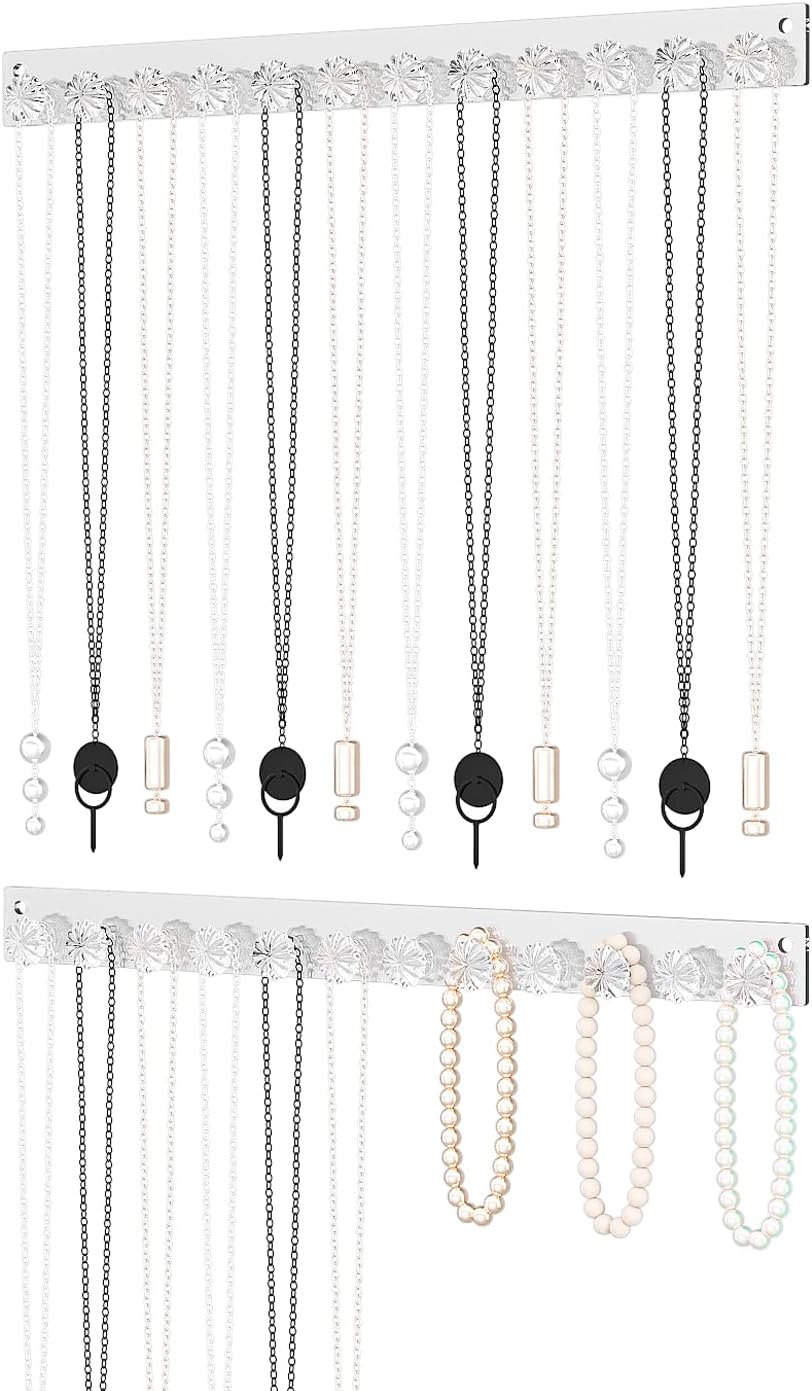 Adugay Wall Mounted Necklace Organizer Holder with 12 Hooks