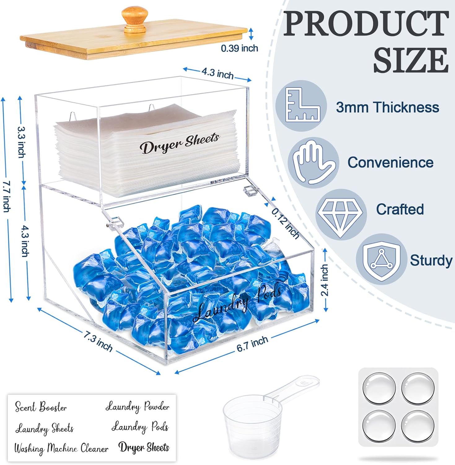 2 In 1 Laundry Pods Container Dryer Sheet Holder