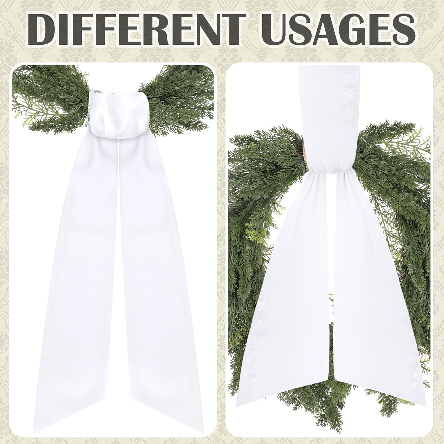 White Wreath Sash for Front Door - 2 Pack