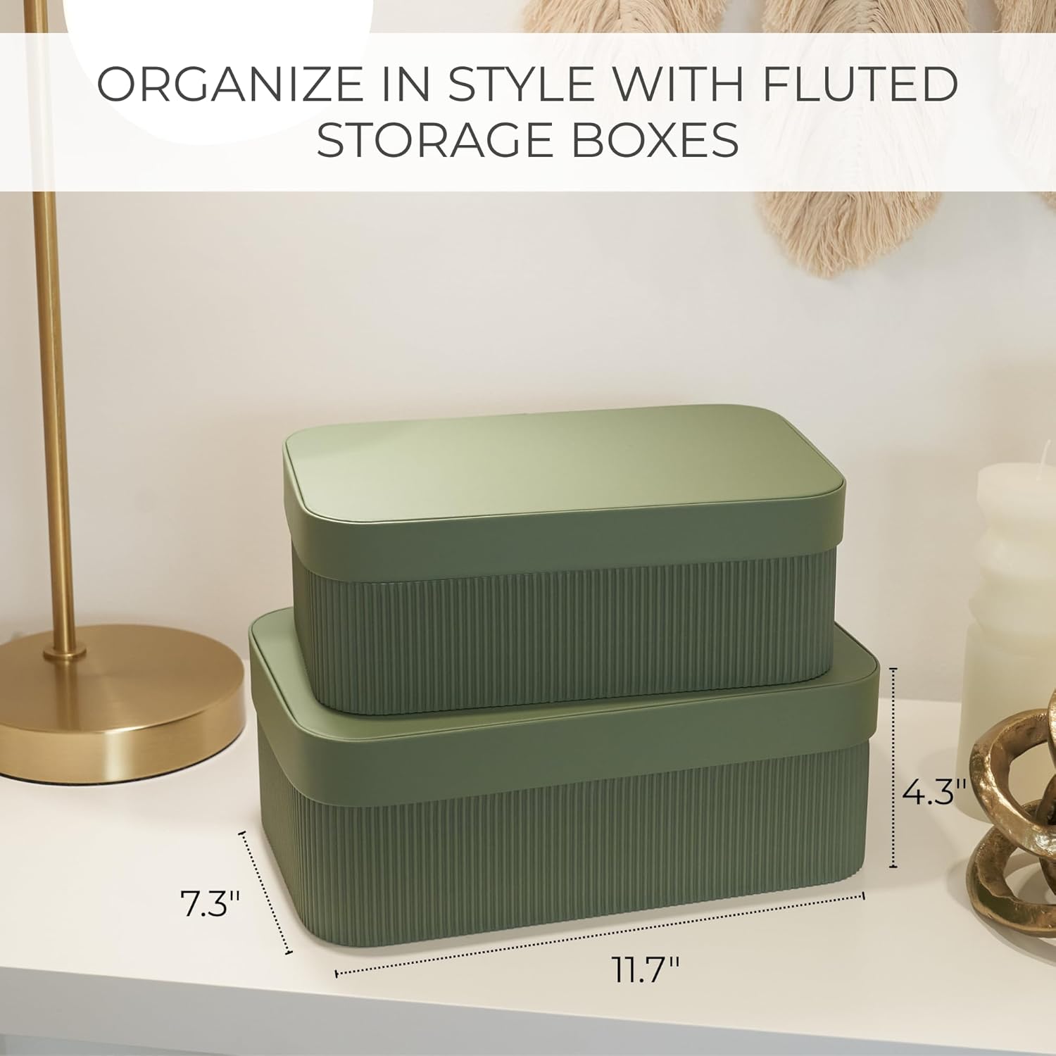 ZICOTO Decorative Storage Boxes with Lids Set of 2