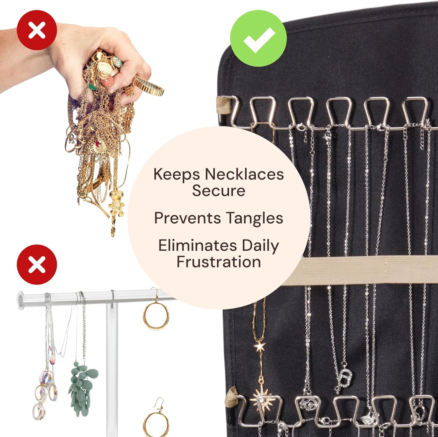 Boxy Concepts Necklace Holder 2 Pack Wall Mount
