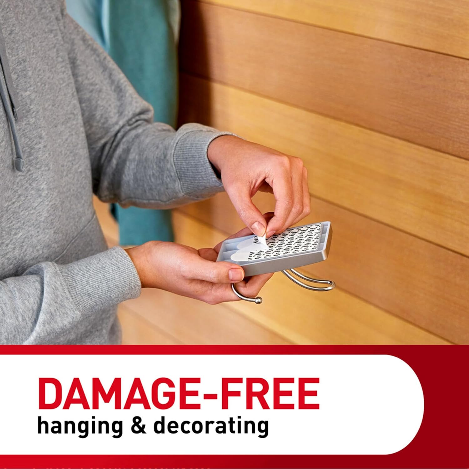 Command X-Large Satin Nickel Triple Hook No Tools Wall Mount