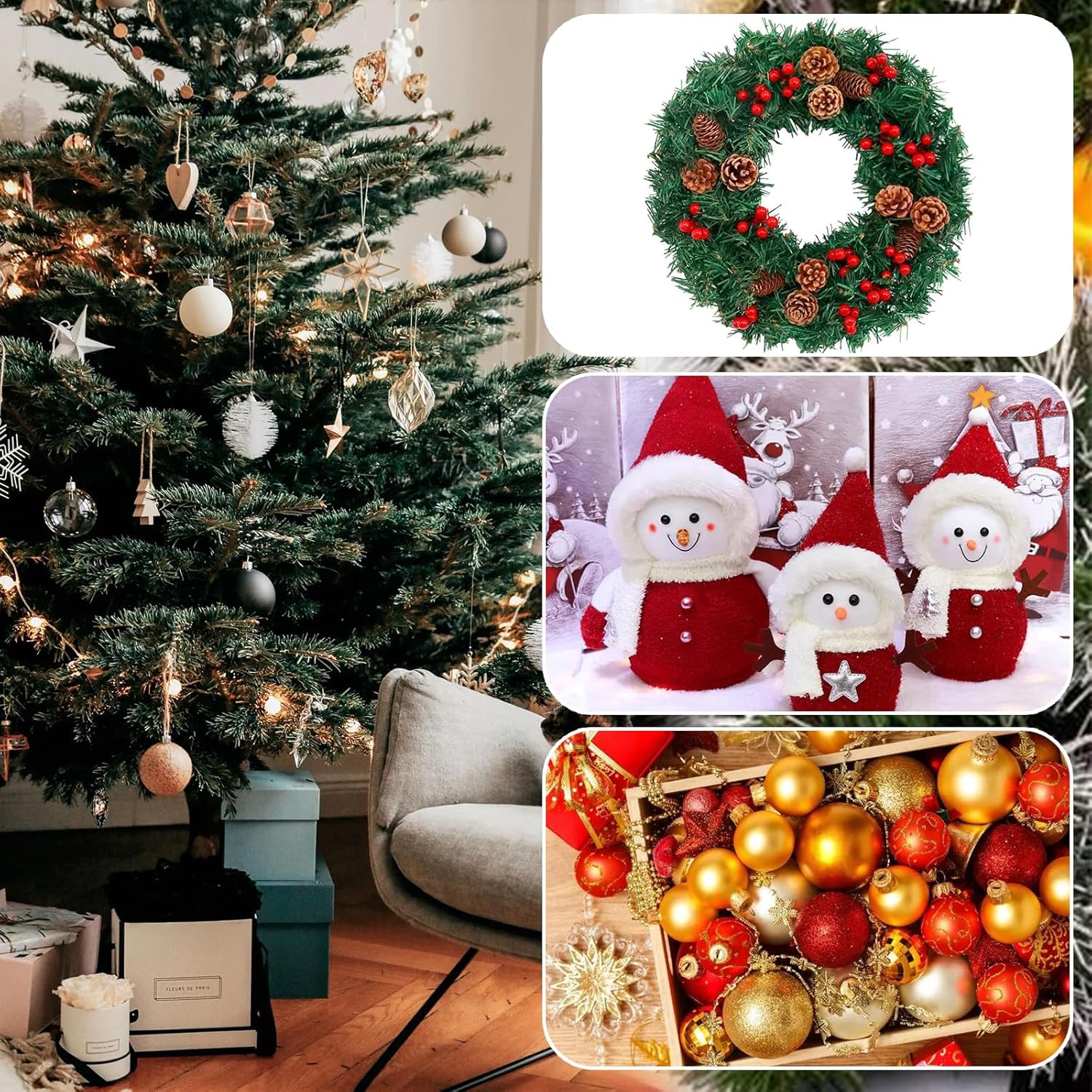 Kokone 3 Pc Clear Wreath Storage Container with Handle