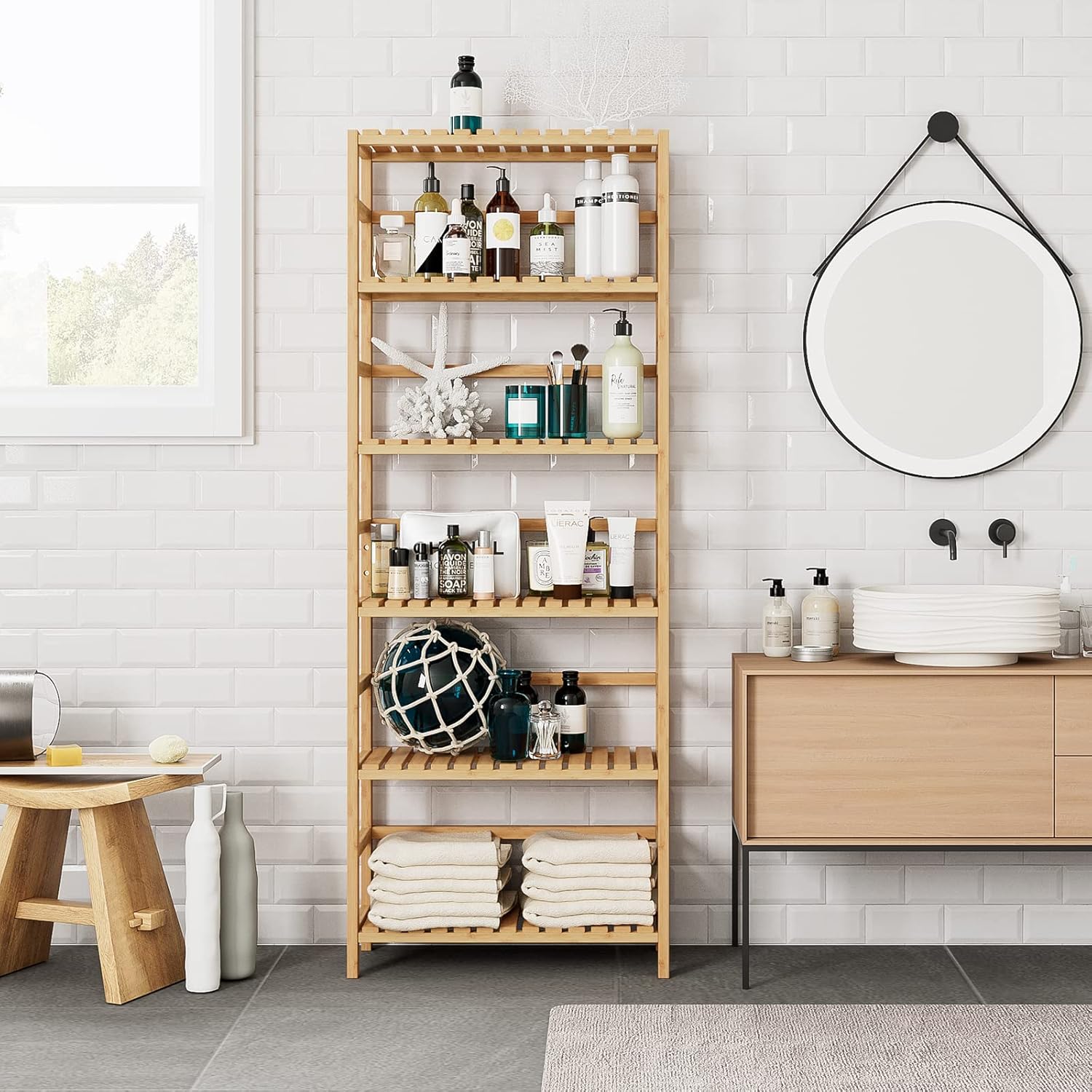 Bamjoy 6 Tier Bamboo Shelf Storage Unit