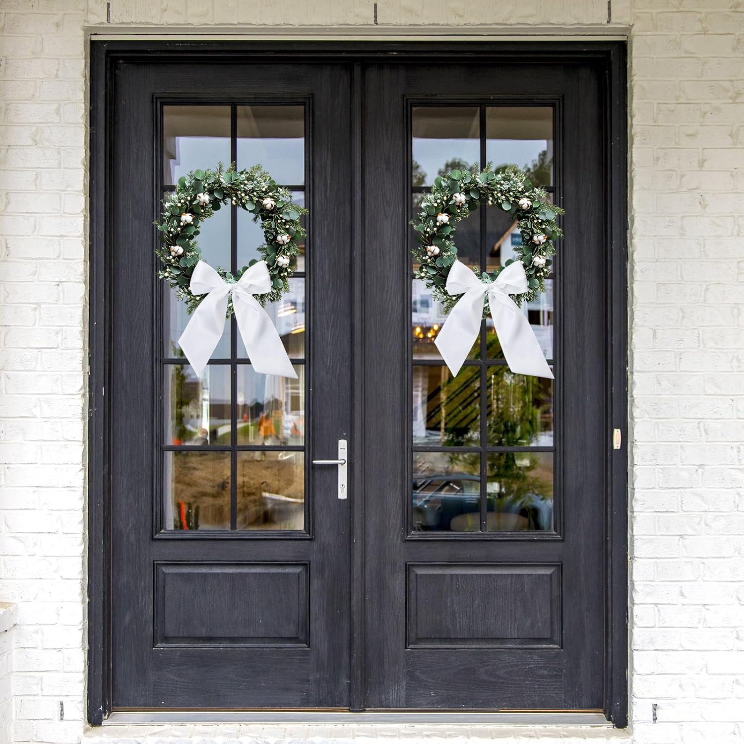 White Wreath Sash for Front Door Decor DIY Monogram Ribbon 47 x 56 Inches