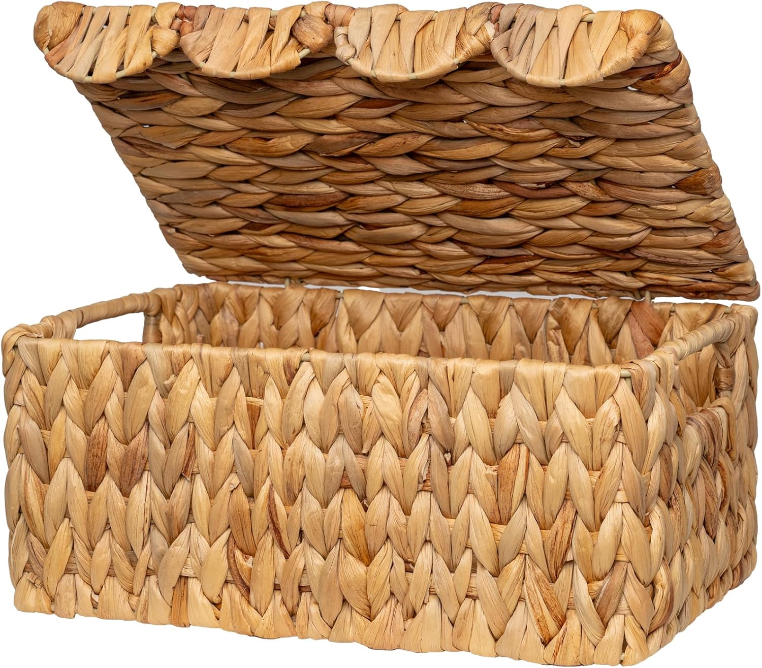 StorageWorks Wicker Basket with Scallop Lid 13x9x6