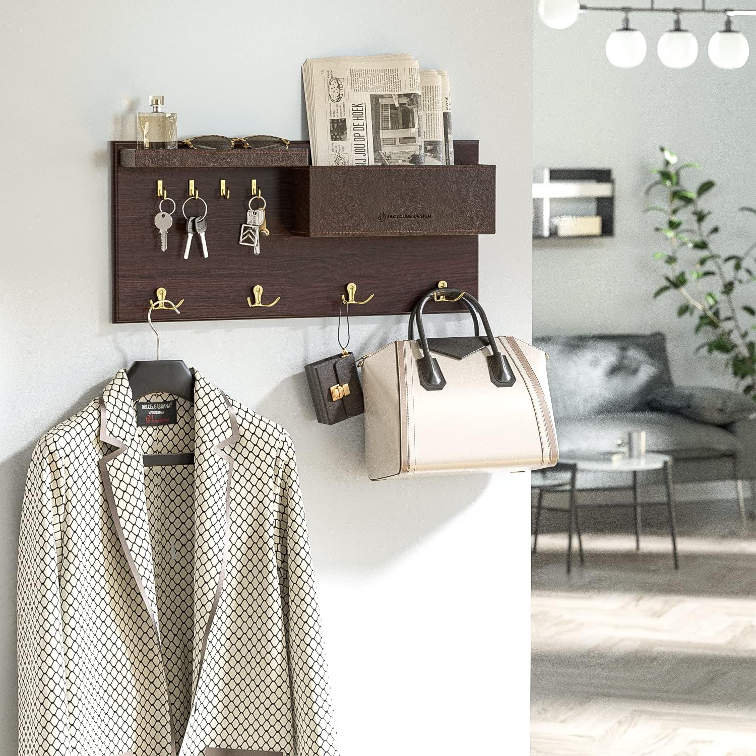 JackCubeDesign Entryway Coat Rack Wall Mount Organizer