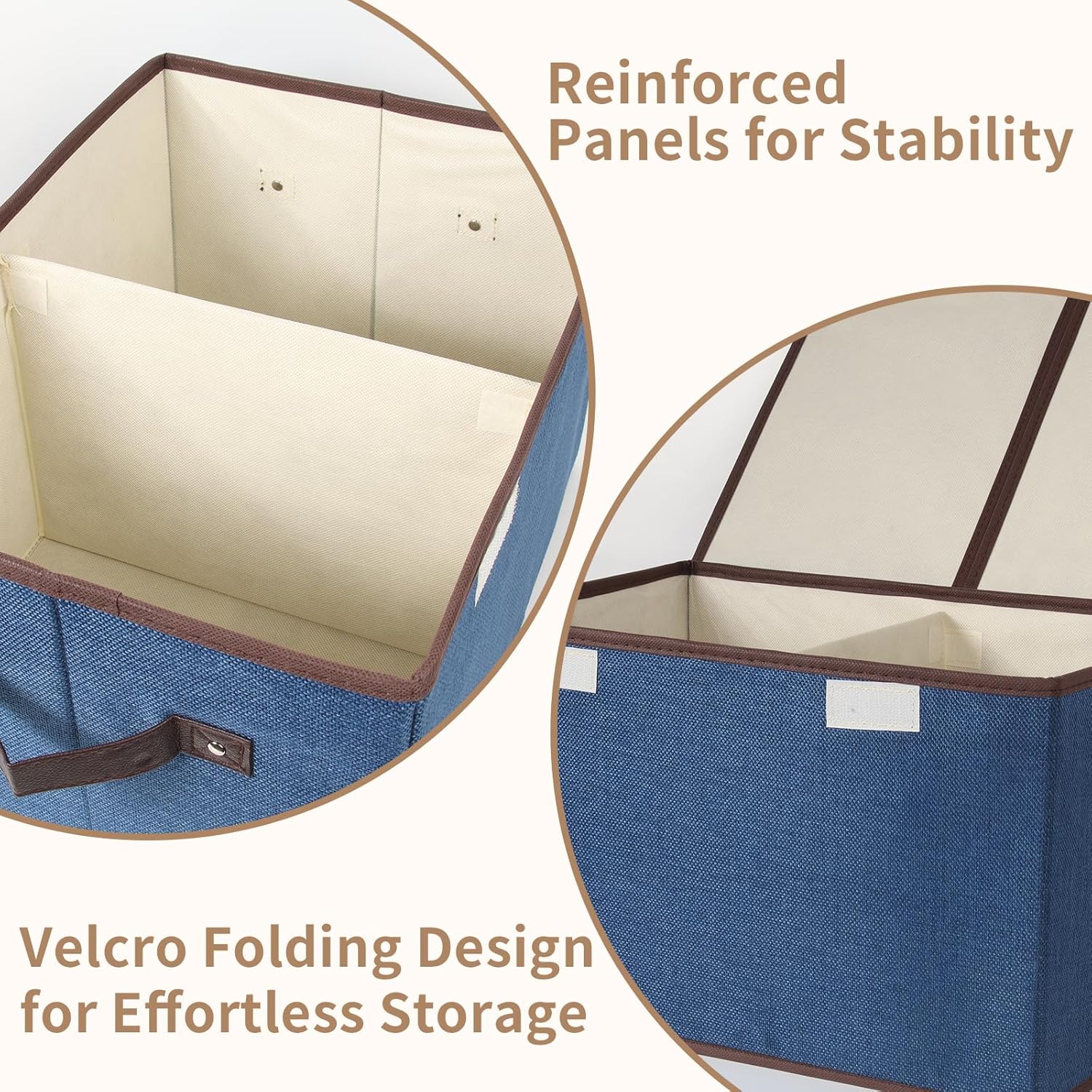 Foldable Fabric Storage Box with Double Lid and Dividers