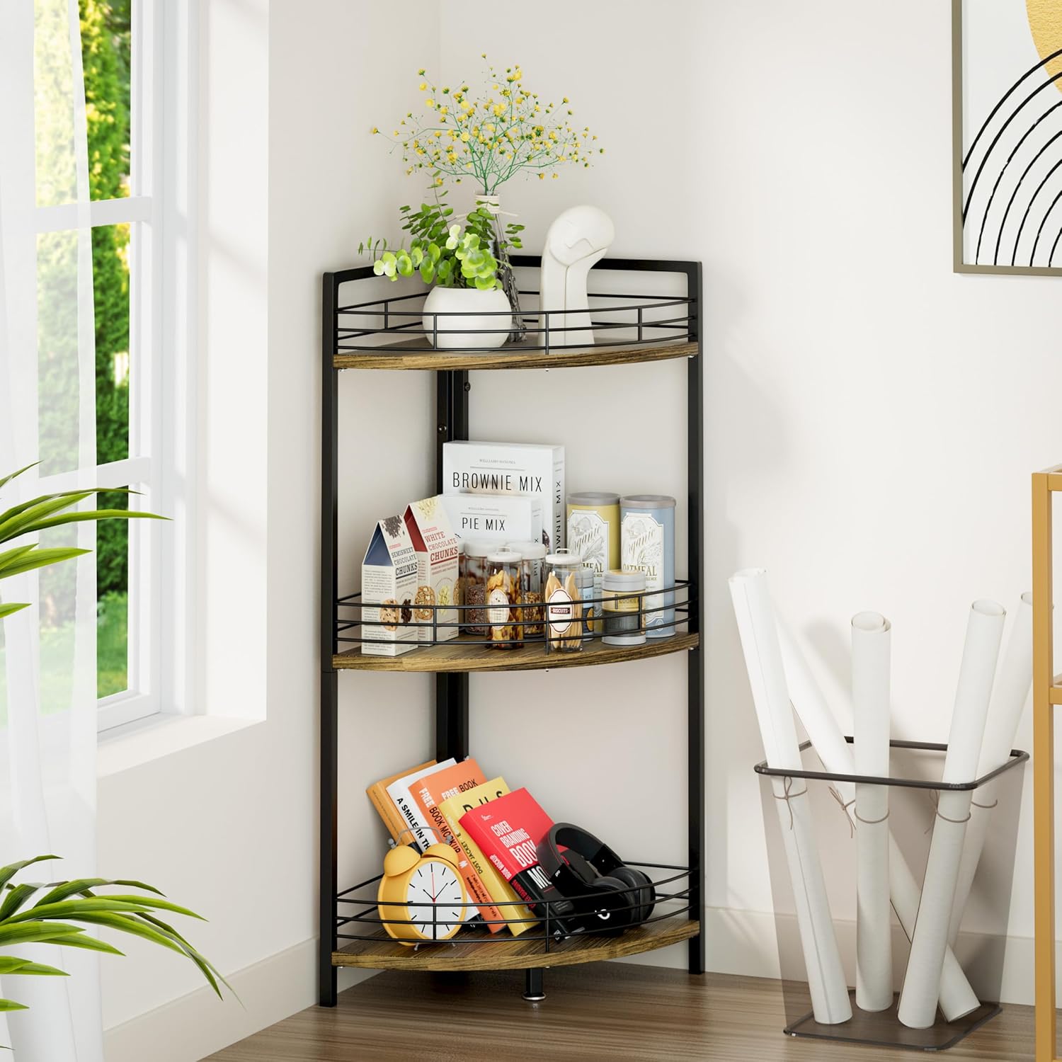 BUTUNITA 3-Tier Corner Shelf Unit - Brown