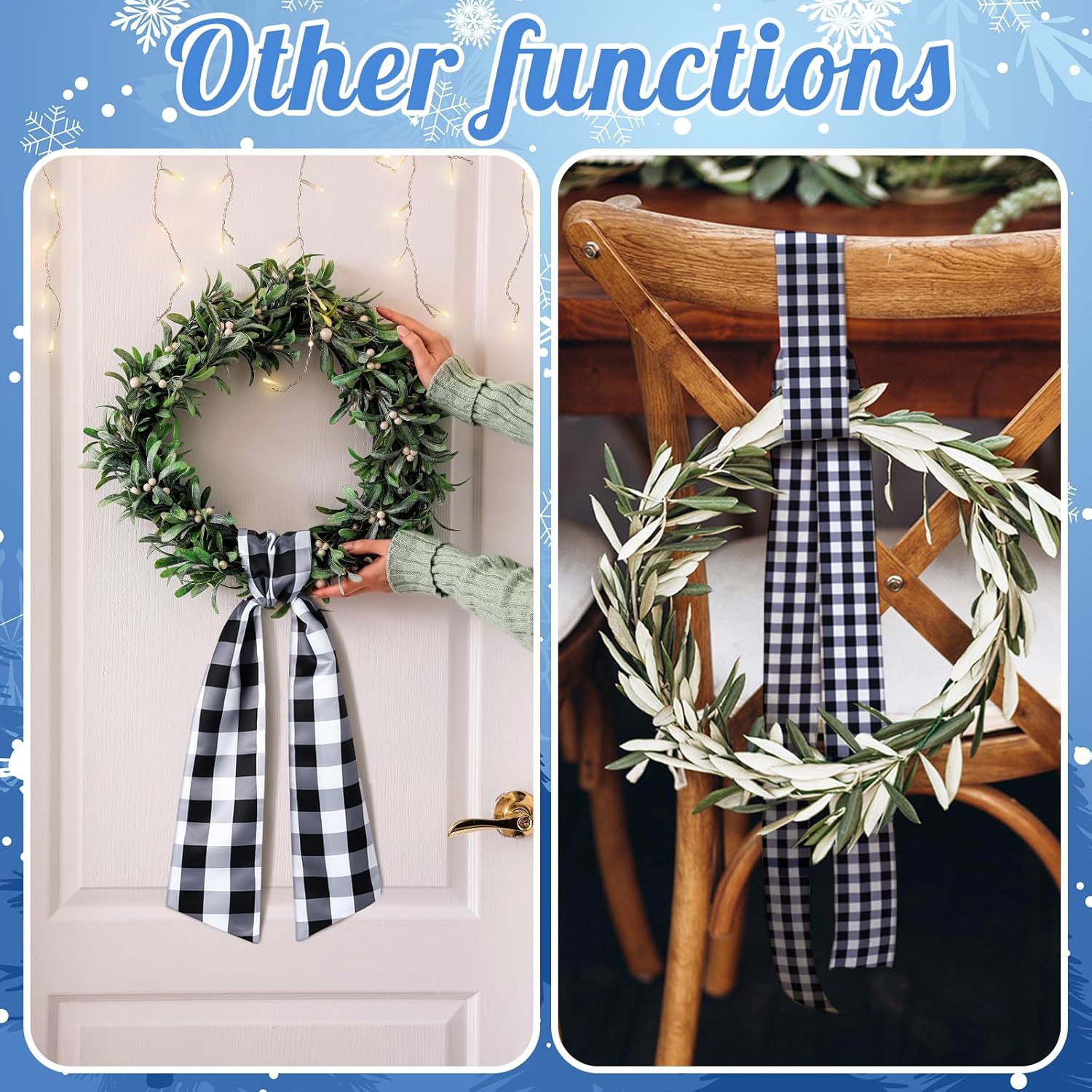 VitalCozy Wreath Sash for Front Door Satin Sash Holiday Decor