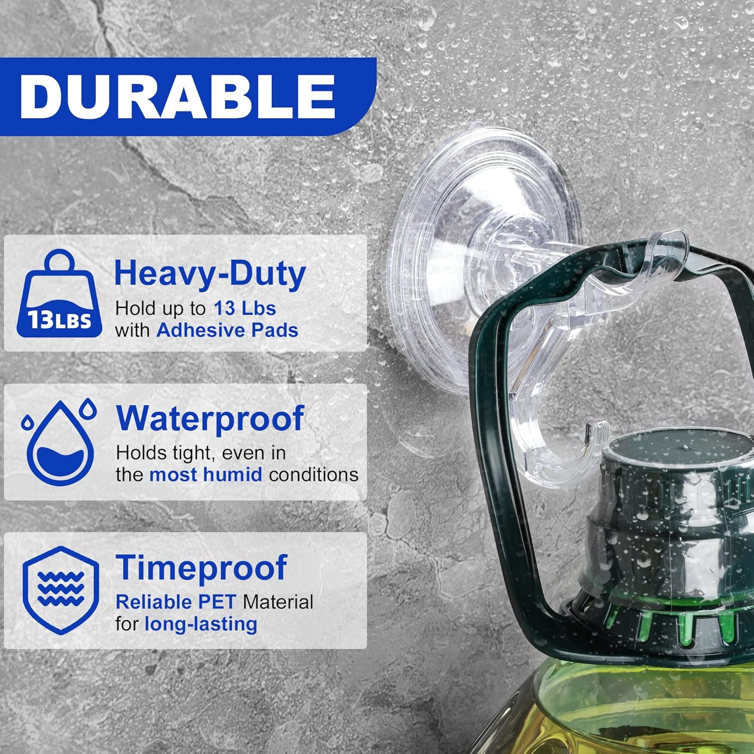 Artressel Suction Cup Hooks 5 Pack Heavy Duty Clear Shower Hook for Bathroom Wall Towel Tile Kitchen Glass Door Window