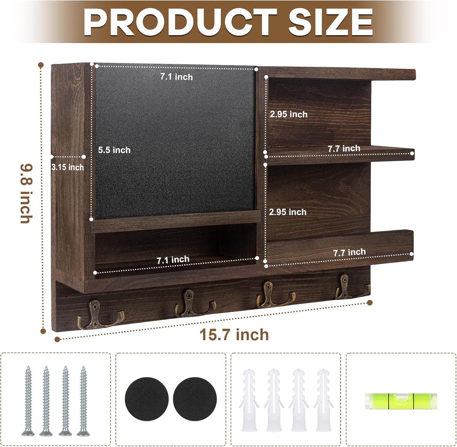 WEWEOW Key Holder for Wall with Chalkboard and Mirror
