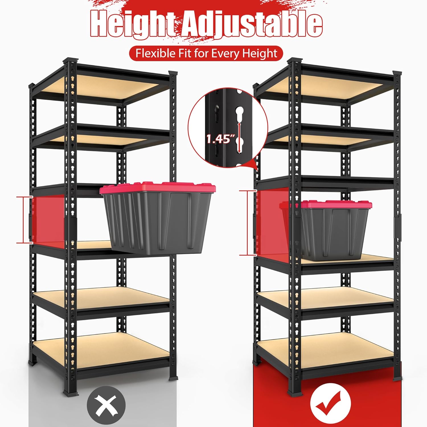 PrimeZone 6 Tier Garage Storage Shelves - Black