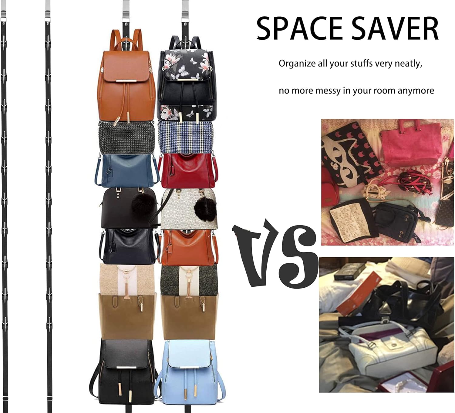 IZUS 20 Hook Bag Organizer Holder for Closet and Door 2Pcs