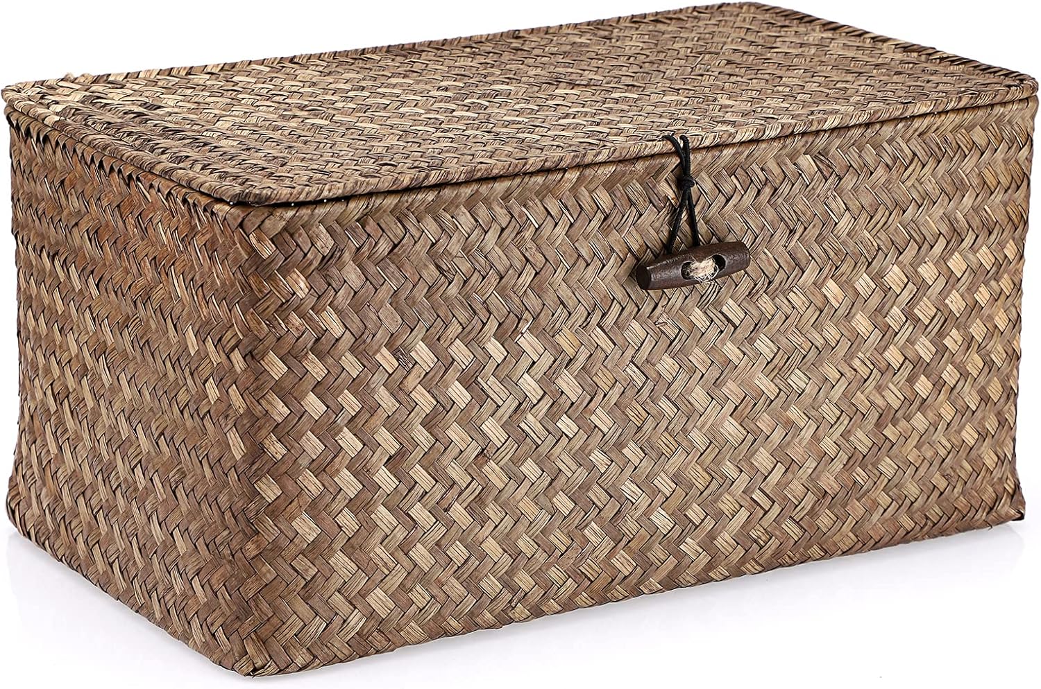 Hipiwe Wicker Shelf Basket with Lid Storage Bin
