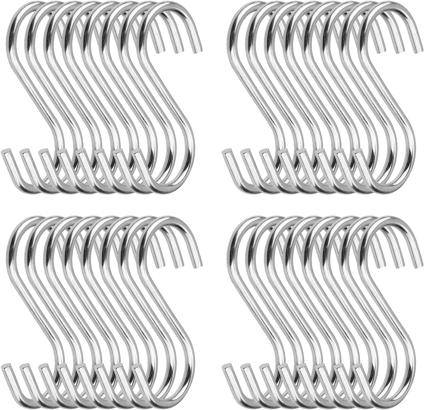100 Pack 275 Inch S Hooks Stainless Steel Heavy Duty Hooks for Pans Pots Clothes Plants Coffee Cups
