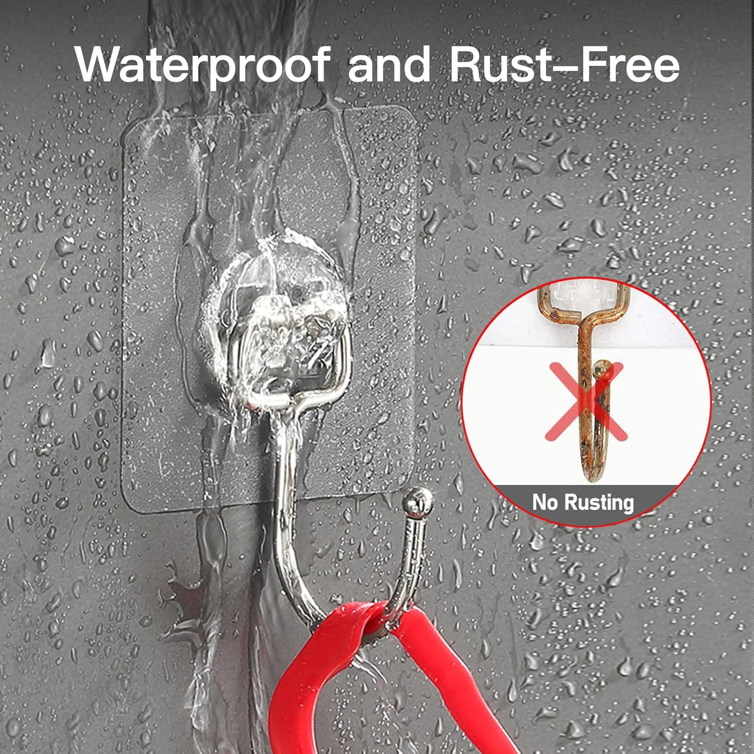 Heavy-Duty 44Lb Wall Hooks 10 Pack Clear Adhesive Removable