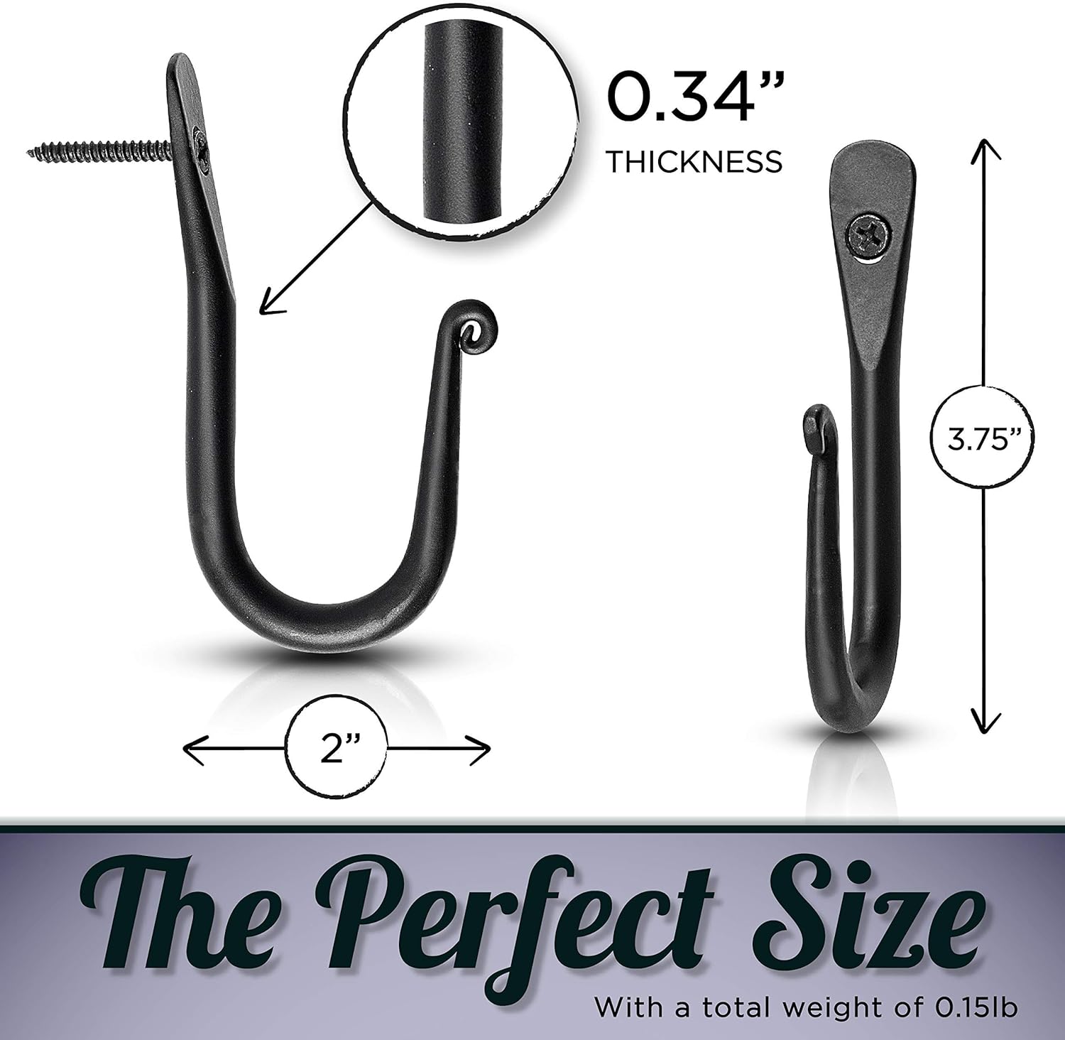 Stur-De Decorative Wall Hooks - Pack of 3 Black 1