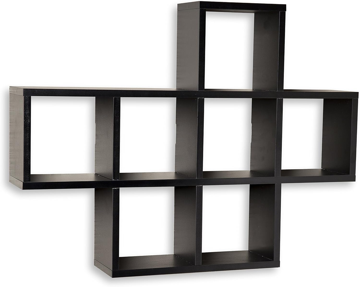 Danya B Decorative Shelf Wall Mount or Free Standing Square Cubbies Shelving Unit Black