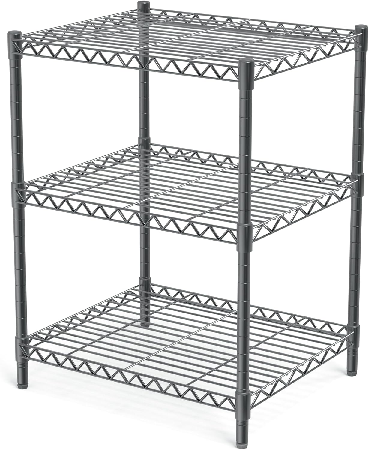 3 Tier Grey Steel Storage Rack with Adjustable Height