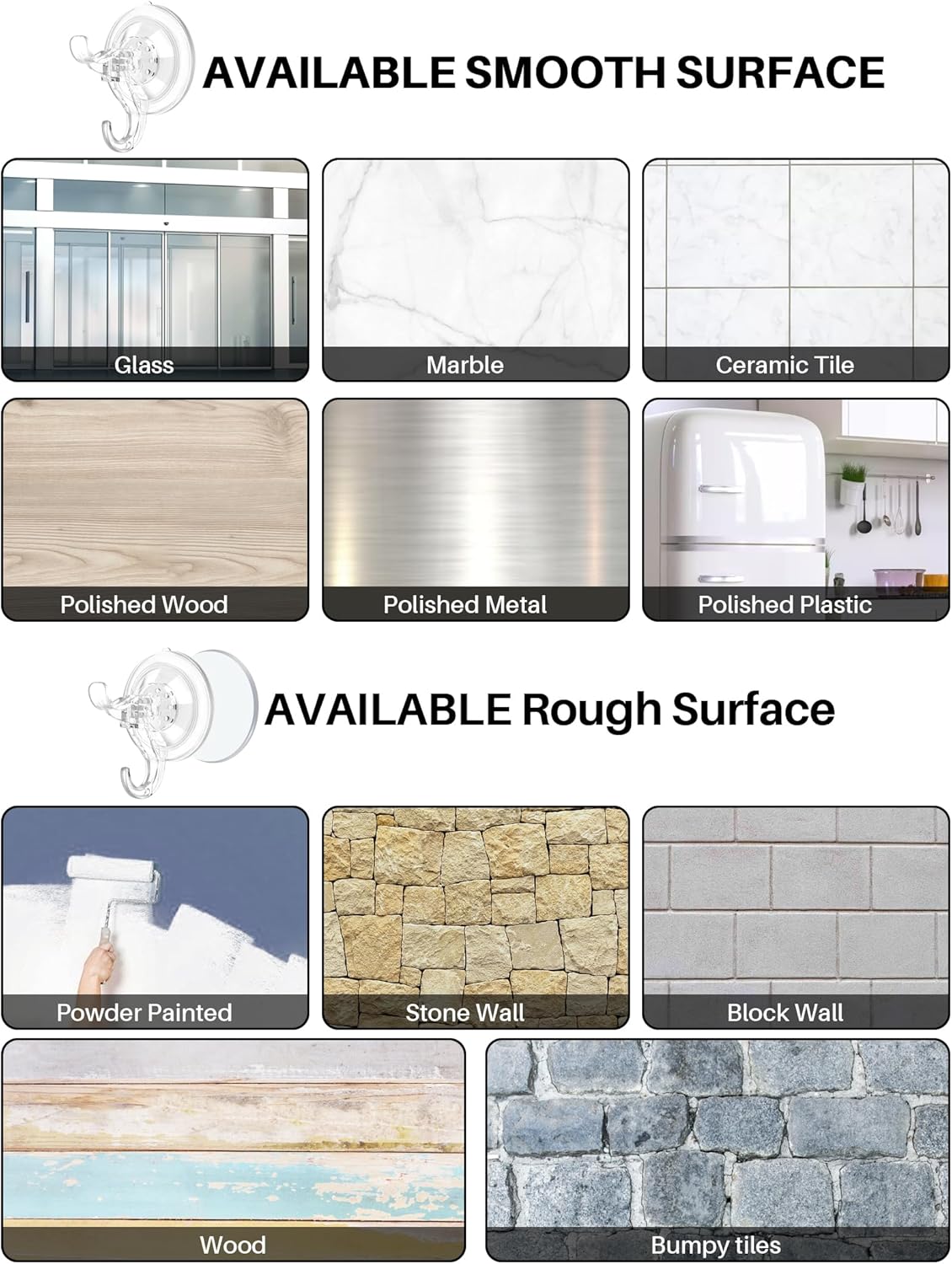 AENTGIU 5 Pack Strong Suction Cup Hooks for Glass Wood and All Surfaces