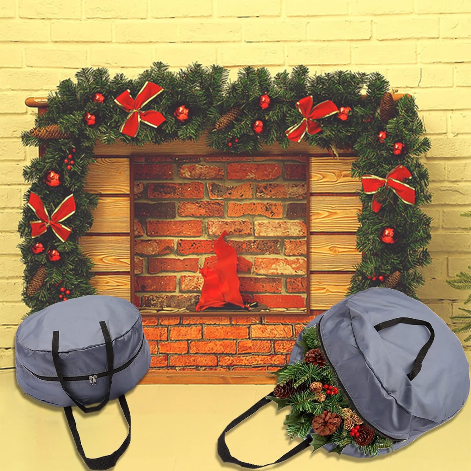 Keebgyy Heavy Duty Christmas Wreath Storage Bag 25In