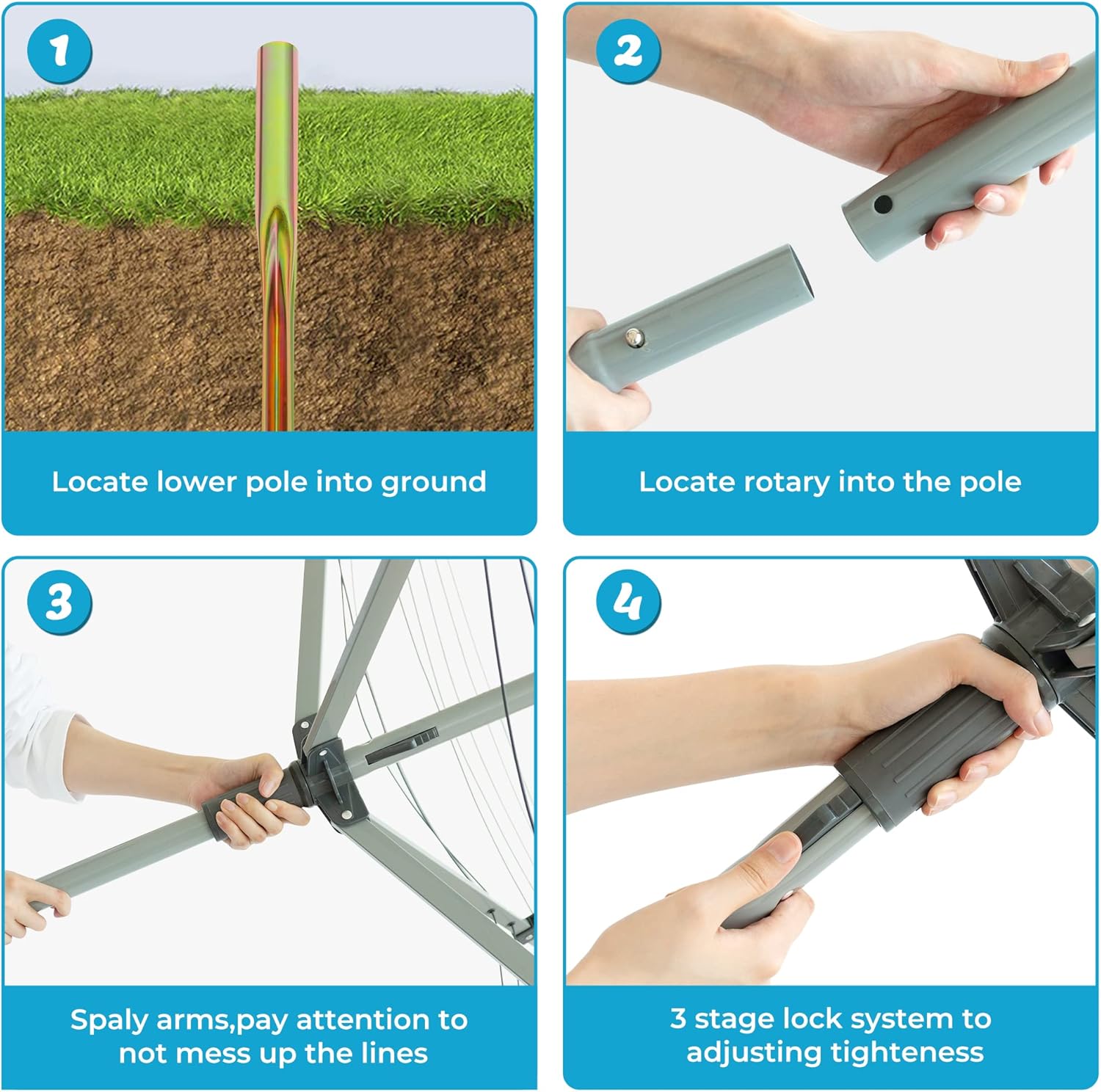 JS HANGER Collapsible 4 Arm Rotary Outdoor Clothes Drying Rack