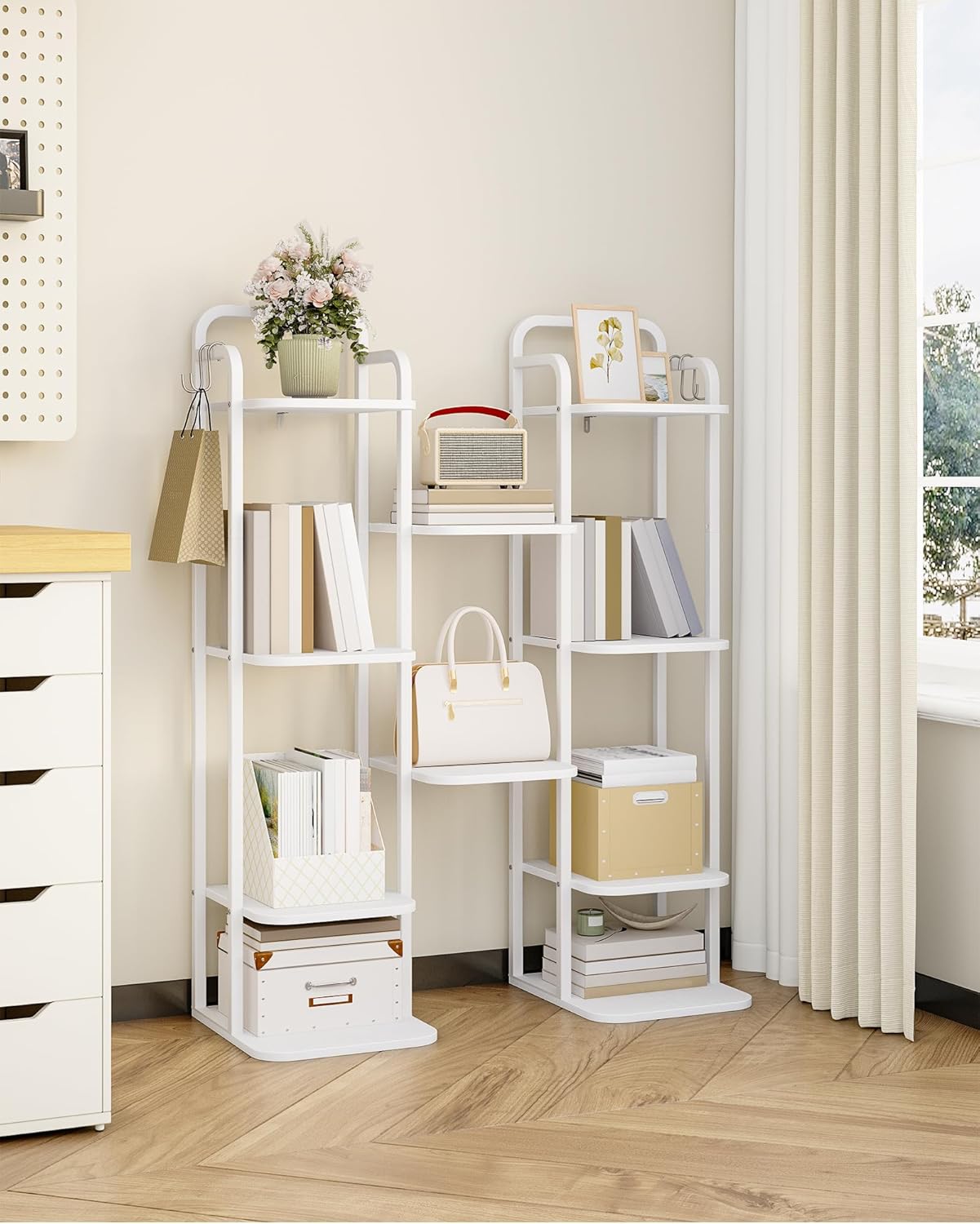 6 Tiers Vertical Shoe Rack Narrow Design Adjustable Shelves Corner Organizer for Small Spaces White SR04213W