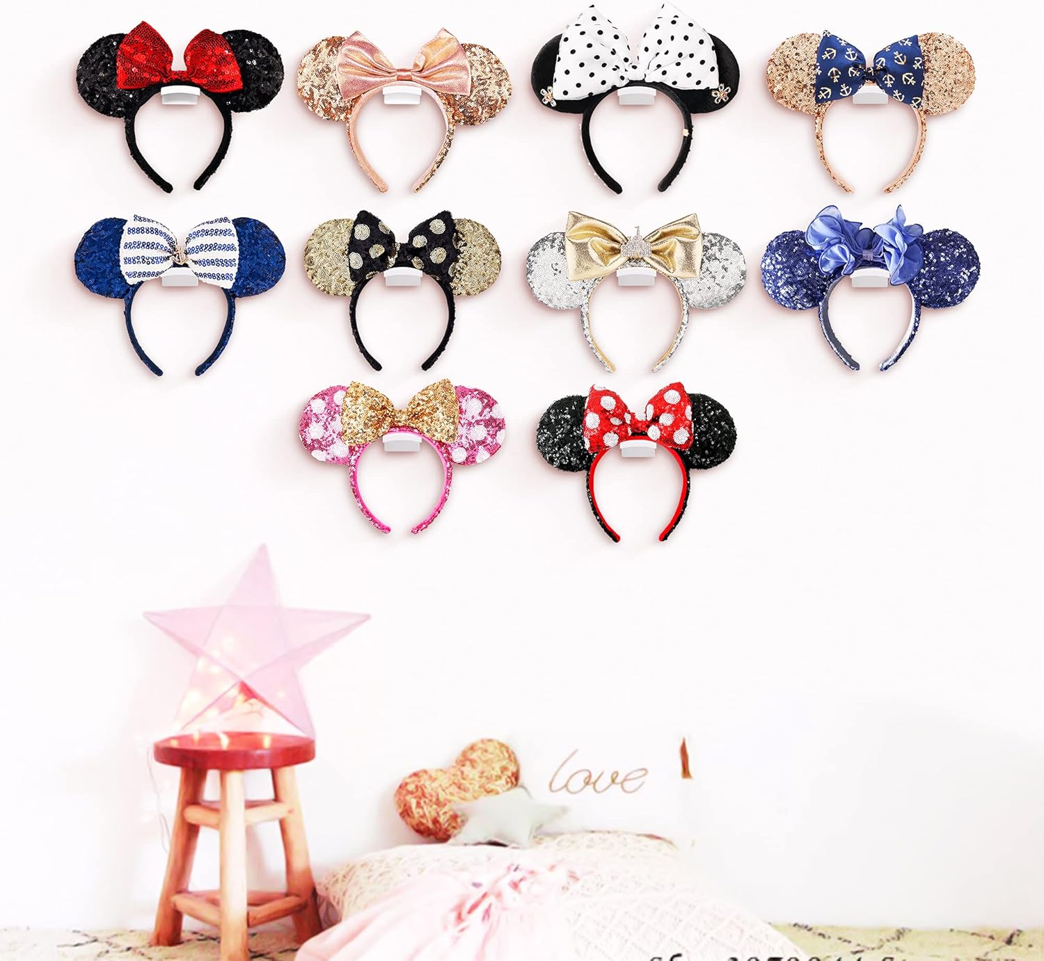 Modern JP Adhesive Hooks for Disney Ears 16-Pack - Clear Minimalist Headband Holder