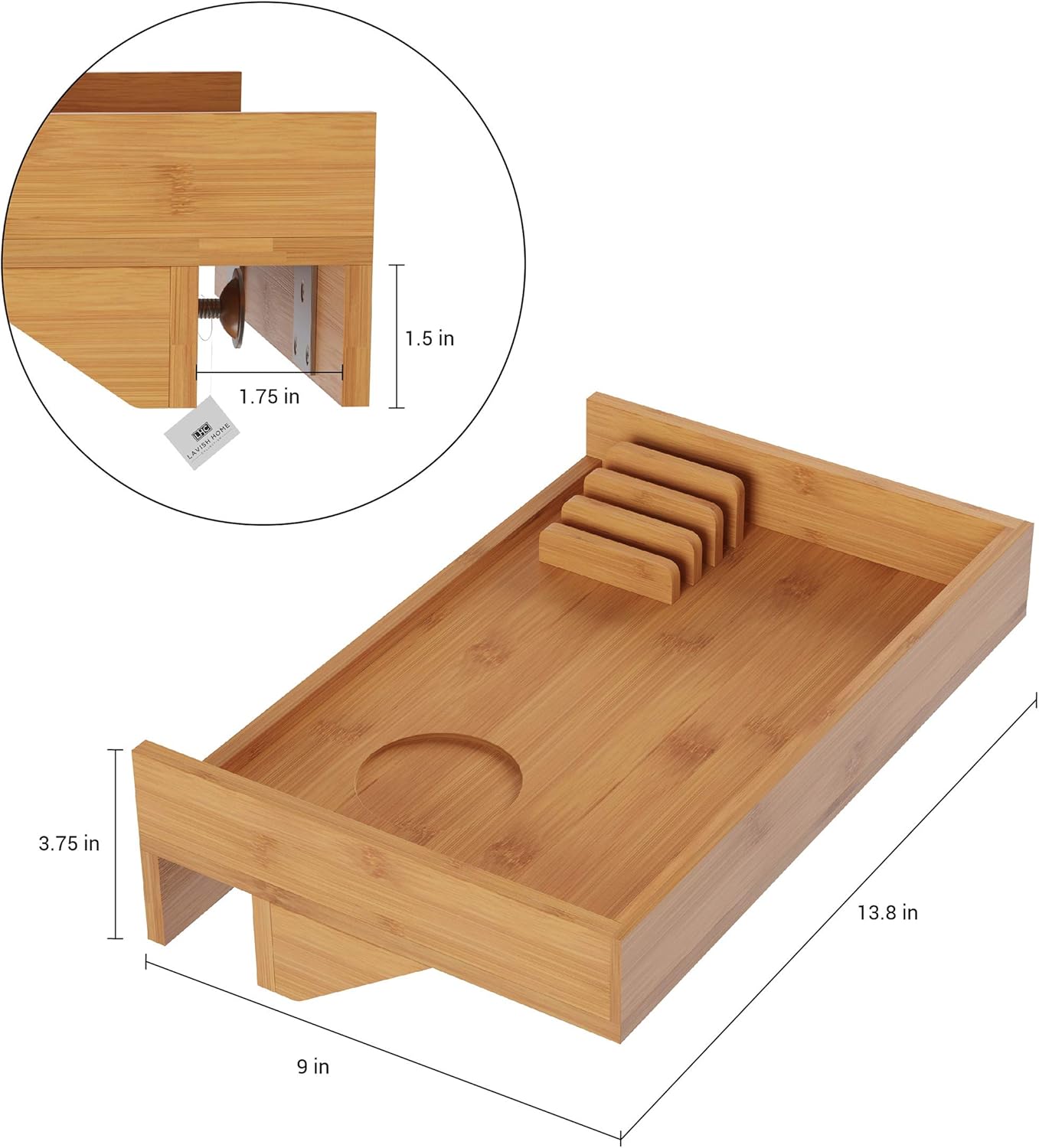 Lavish Home Bamboo Floating Nightstand - Compact Bedroom Storage Shelf