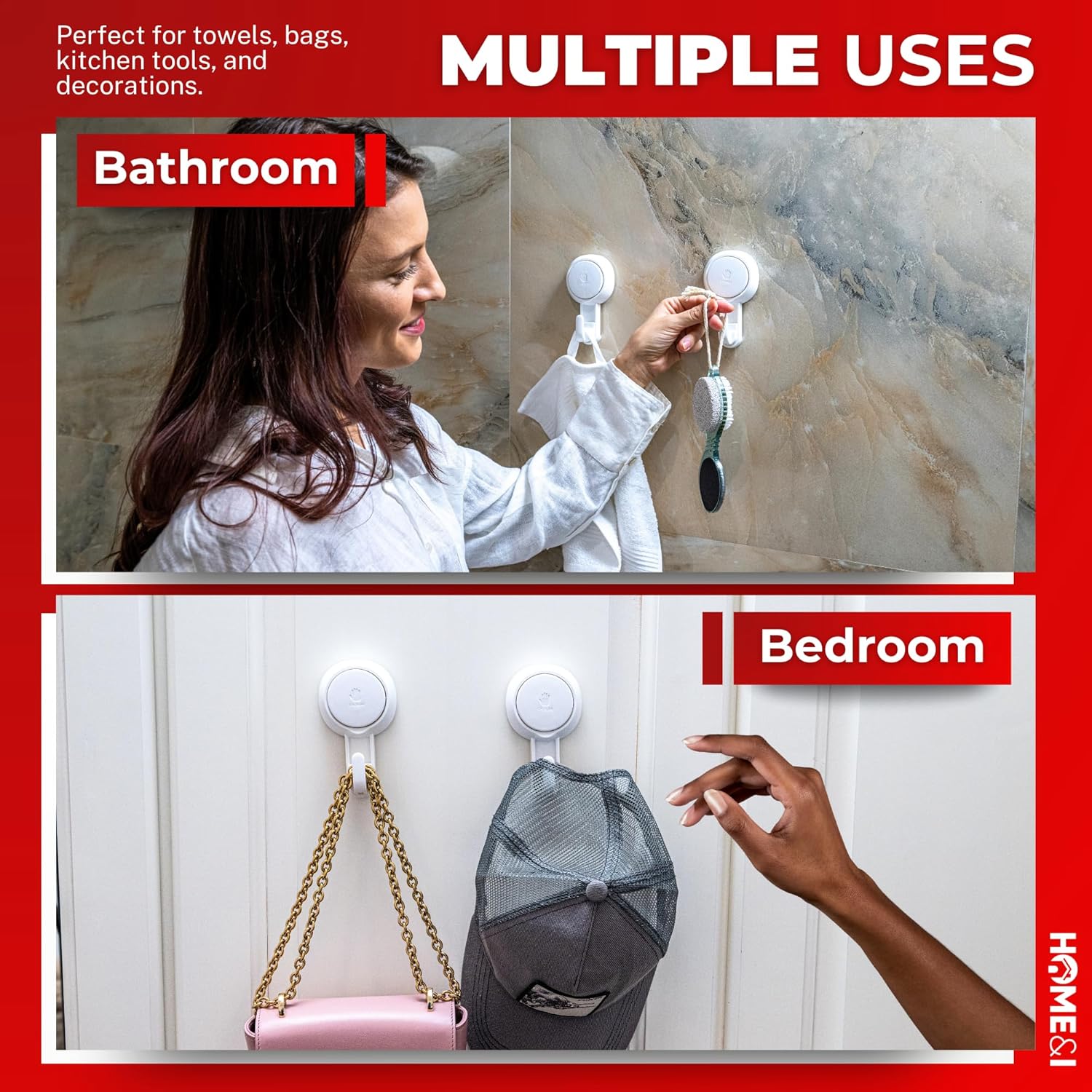 HOMEI Suction Cup Hooks 2 Pack Heavy Duty