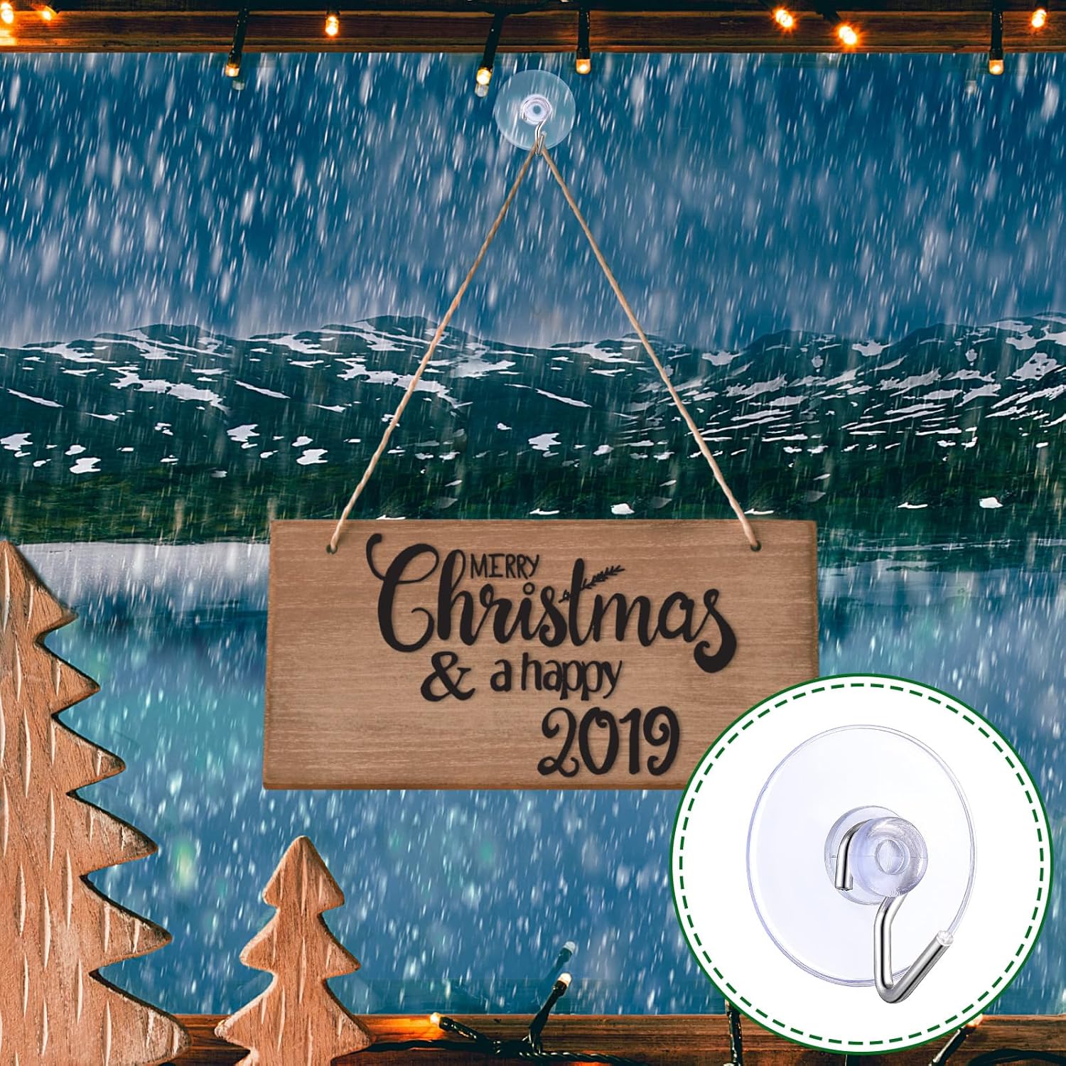 100 Pcs Mini Suction Cup Hooks for Glass Window with Hook and String Lights Holders