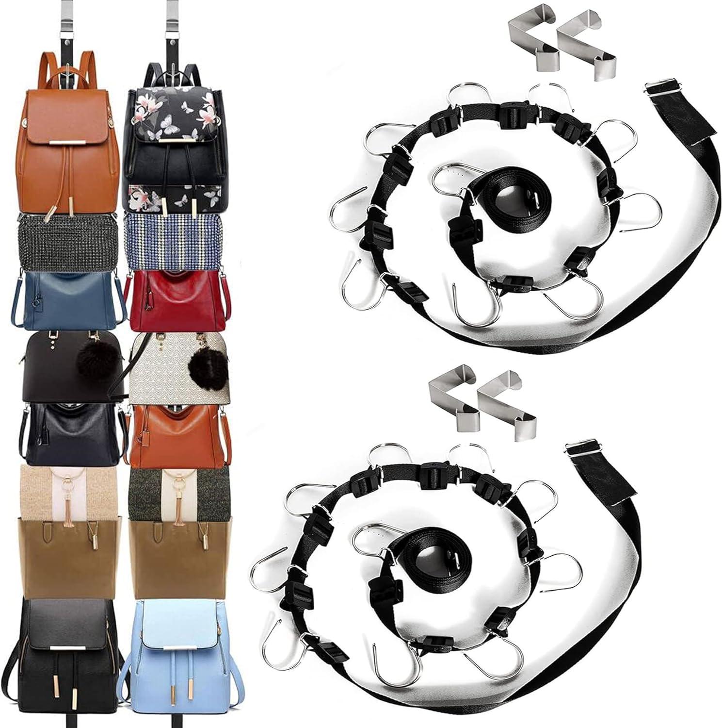 IZUS 20 Hook Bag Organizer Holder for Closet and Door 2Pcs