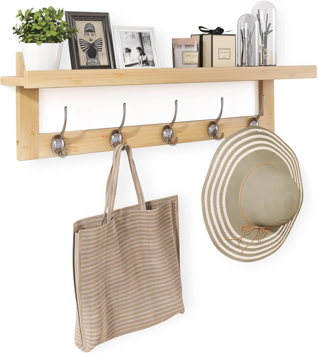 SMIBUY Wall-Mounted Coat Hooks with Shelf 292 Inch Entryway Organizer