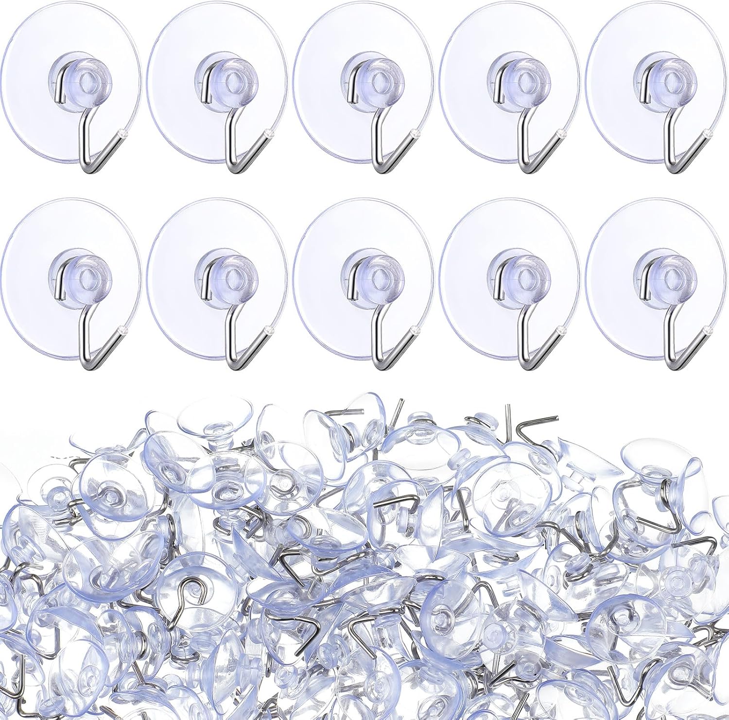 100 Pcs Mini Suction Cup Hooks for Glass Window with Hook and String Lights Holders