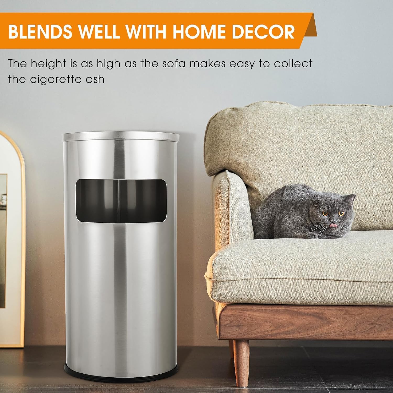 Stainless Steel Outdoor Trash Can with Removable Inner Barrel