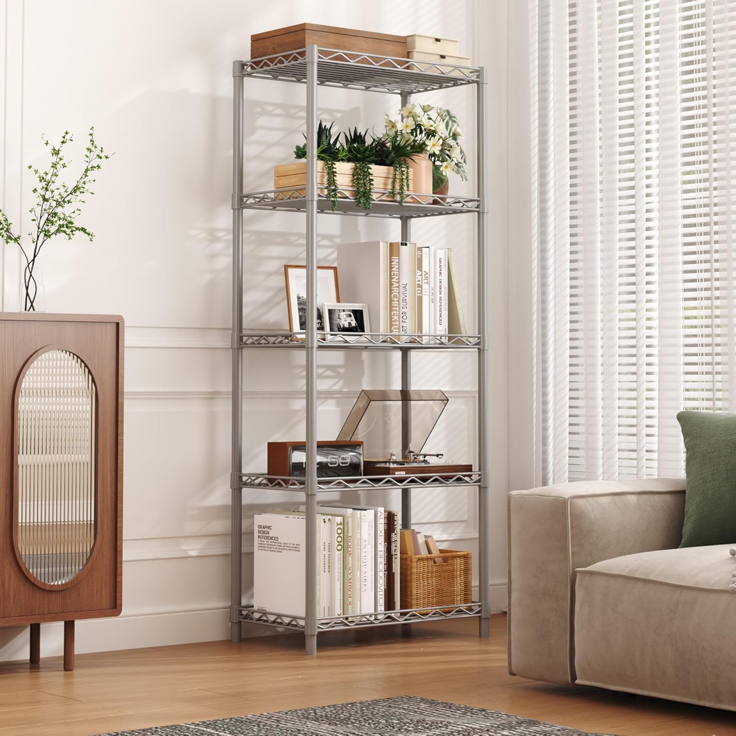 HOMEFORT 5-Tier Metal Storage Shelving Unit in Grey